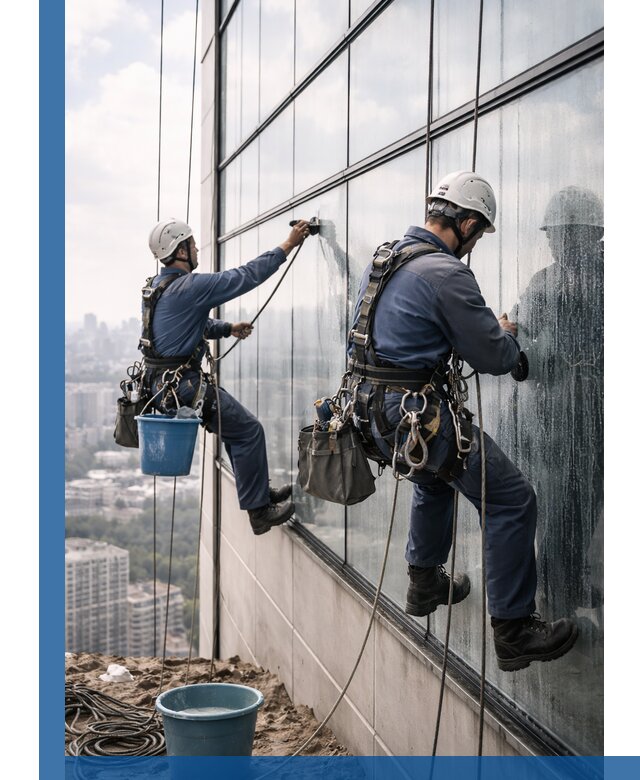 Профессиональная мойка фасадных окон альпинистами в Назрани