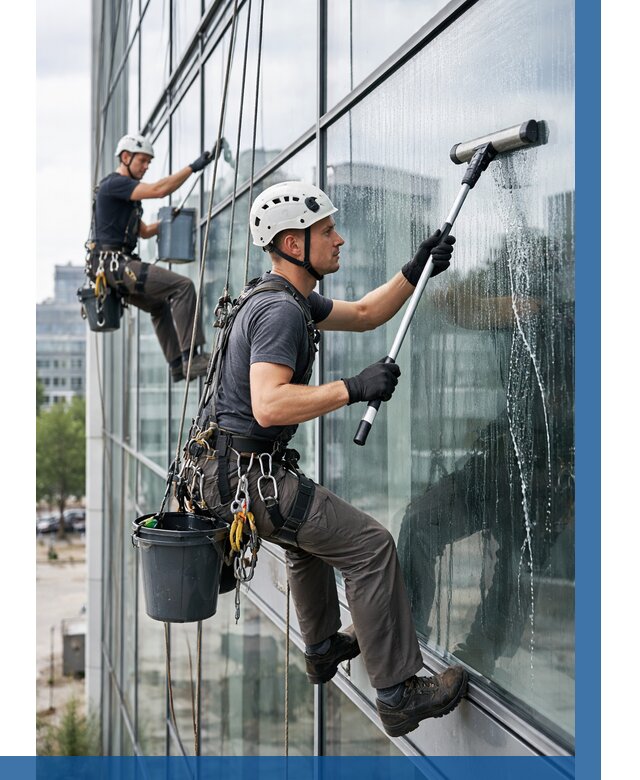 Мойка витражей альпинистами в Назрани от 719 р. под ключ|ВЫСОТНИК-Нзр