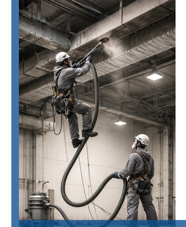 Обеспыливание потолочных конструкций в Назрани промышленным альпинизмом