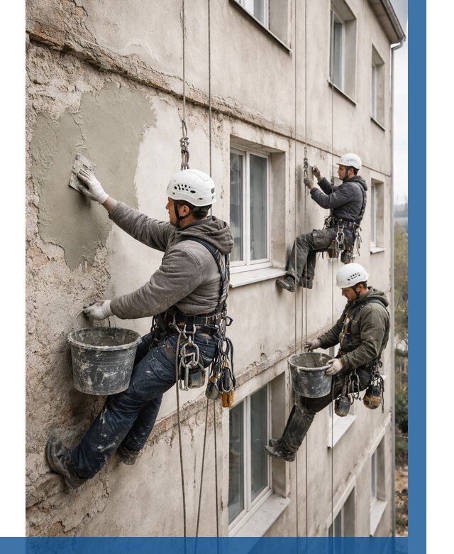 Ремонт штукатурного фасада в Назрани от 770 р. под ключ | ВЫСОТНИК-Нзр