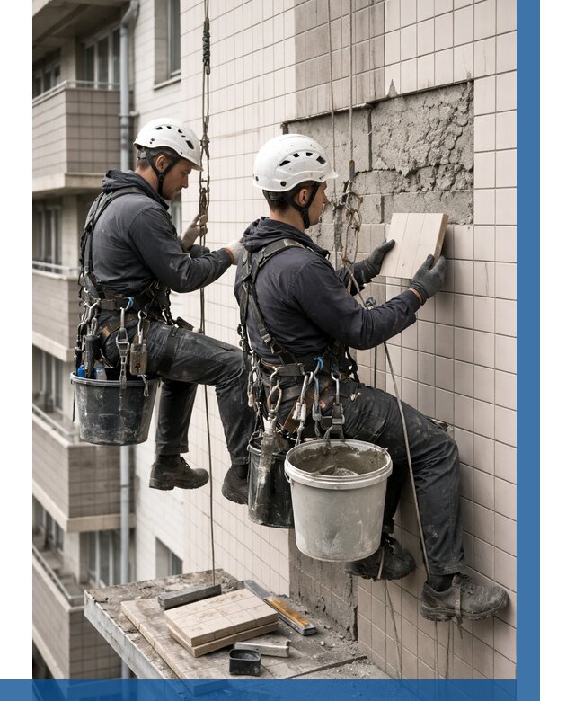 Ремонт облицовки фасада плиткой в Назрани от 1849 р. | ВЫСОТНИК-Нзр