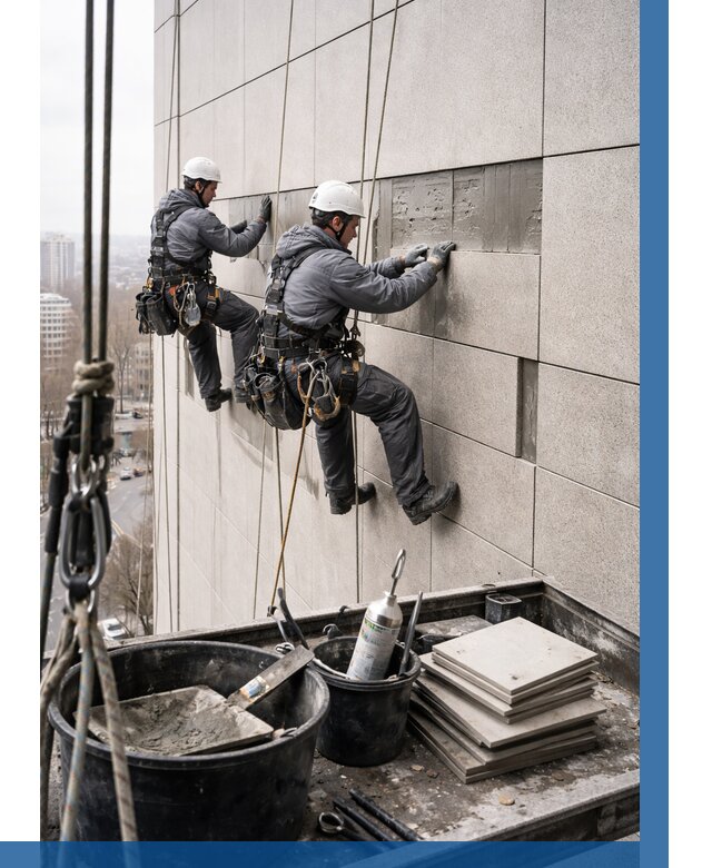 Ремонт фасада из керамогранита в Назрани от 2568 р. | ВЫСОТНИК-Нзр