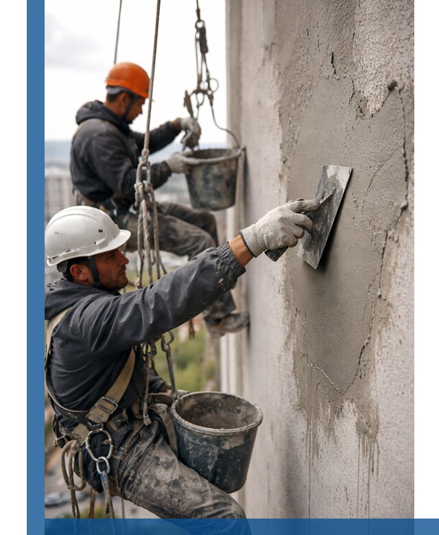 Штукатурка фасада на высоте в Назрани профессиональные работы