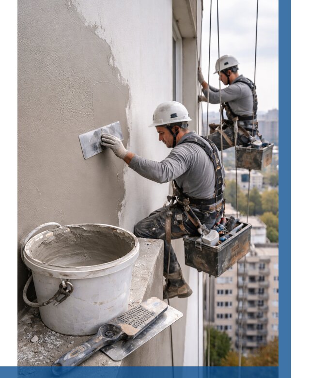 Шпаклевка фасада на высоте в Назрани от 719 р. | ВЫСОТНИК-Нзр