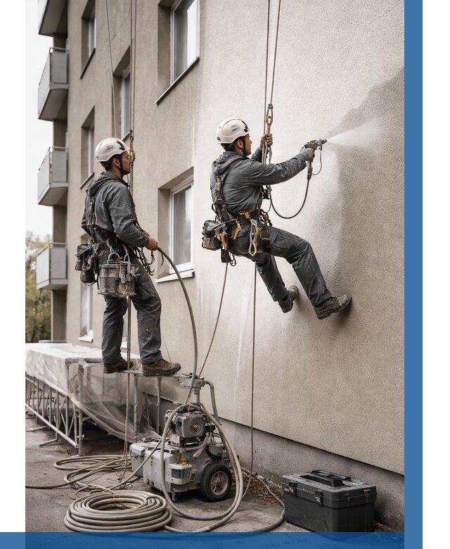 Безвоздушная покраска фасада в Назрани от 226 р/м² | ВЫСОТНИК-Нзр