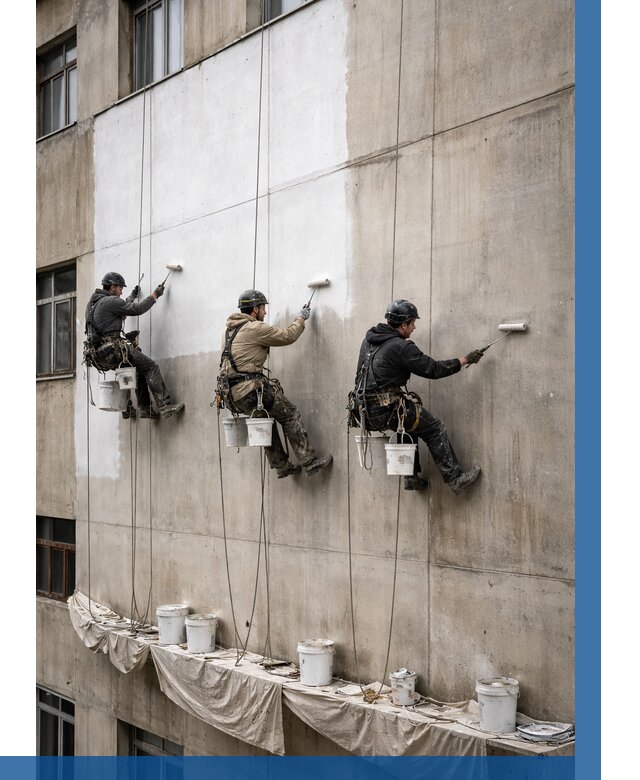 Покраска бетонного фасада в Назрани от 360 р за м2 | ВЫСОТНИК-Нзр