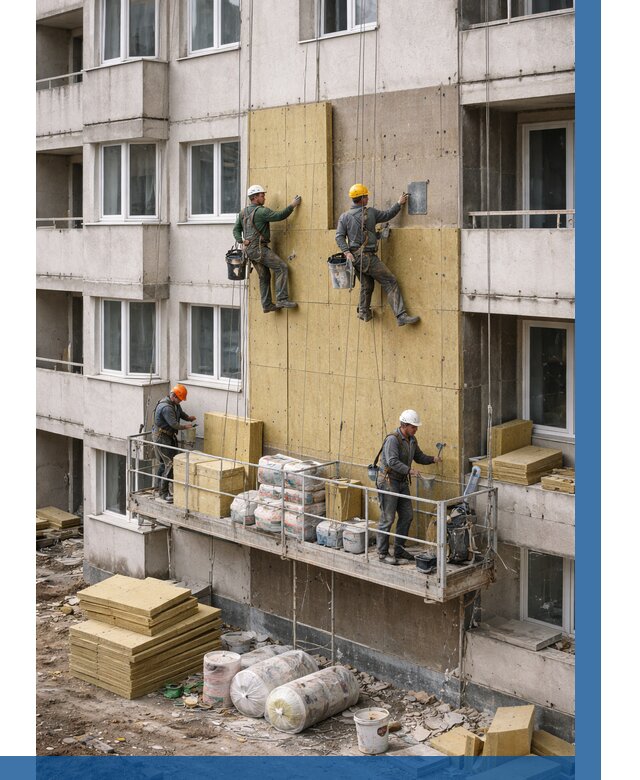 Утепление фасада минватой в Назрани от 1541 р. | ВЫСОТНИК-Нзр