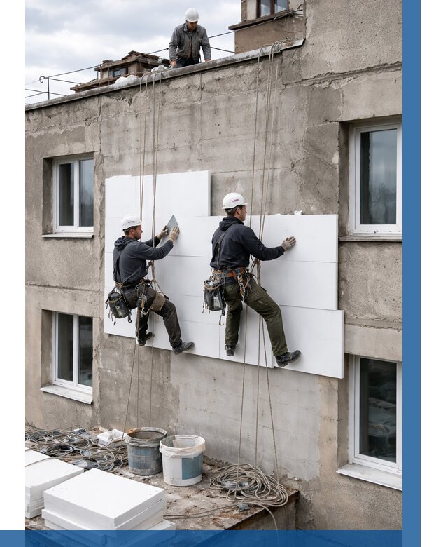 Утепление фасада пенополистиролом в Назрани от 1849 р. | ВЫСОТНИК-Нзр