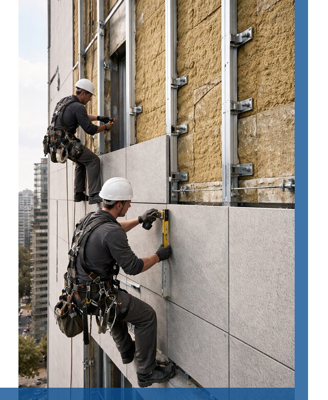 Монтаж вентилируемого фасада в Назрани от 3595 р. | ВЫСОТНИК-Нзр