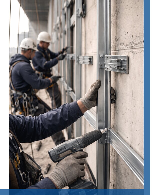 Монтаж подсистемы вентфасада в Назрани от 873 р. | ВЫСОТНИК-Нзр