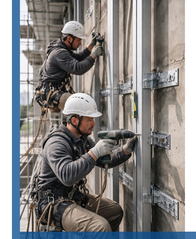 Монтаж и крепление подсистемы вентфасада в Назрани