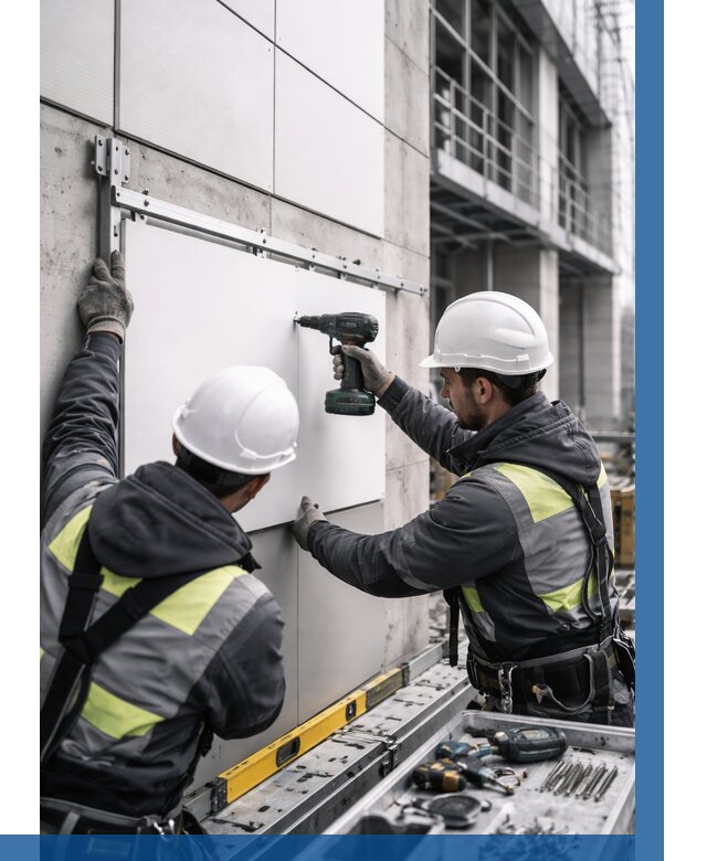 Монтаж композитных панелей фасада в Назрани от 2568 р. | ВЫСОТНИК-Нзр