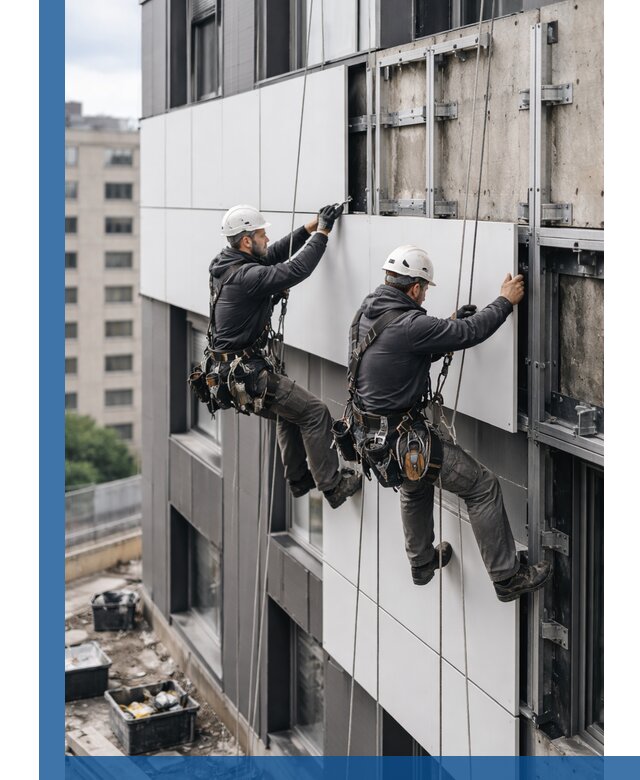 Монтаж композитных панелей фасада в Назрани под ключ