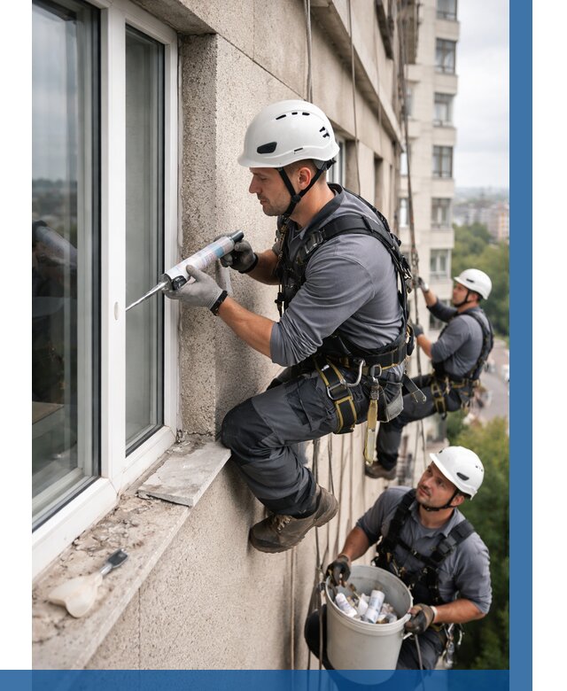 Герметизация оконных швов снаружи в Назрани от 1541 р. | ВЫСОТНИК-Нзр