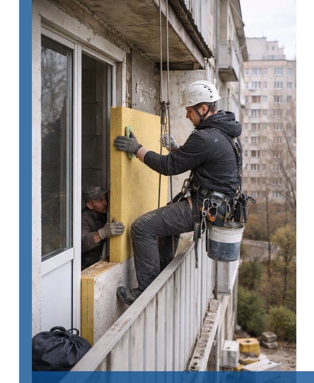 Профессиональное утепление балкона снаружи в Назрани под ключ