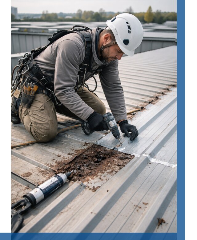 Ремонт профнастила на кровле в Назрани от 719 р. | ВЫСОТНИК-Нзр