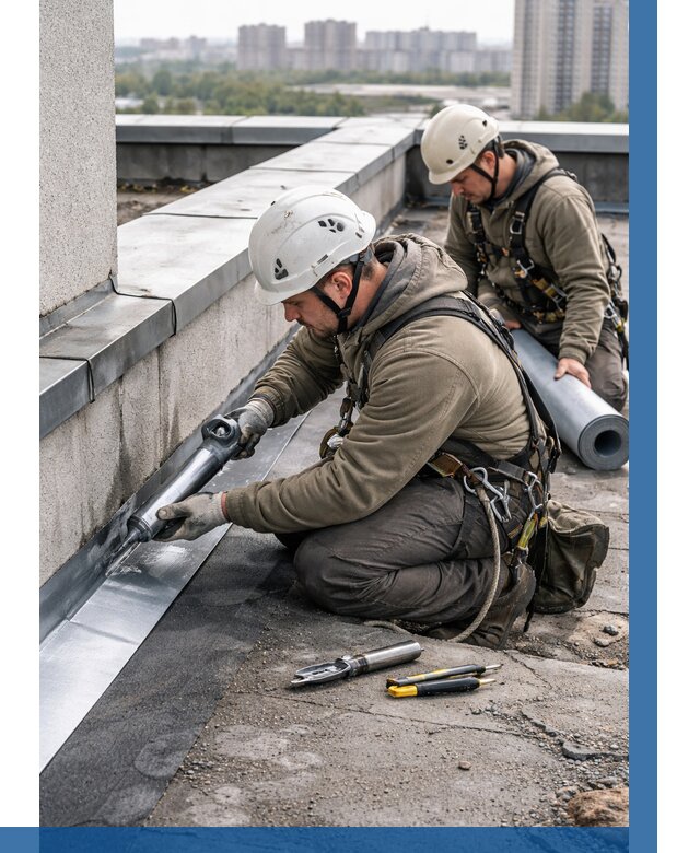 Ремонт кровельных примыканий в Назрани от 1233 р. | ВЫСОТНИК-Нзр