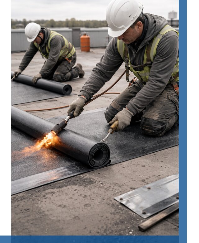 Монтаж наплавляемой кровли в Назрани от 873 р. — ВЫСОТНИК-Нзр