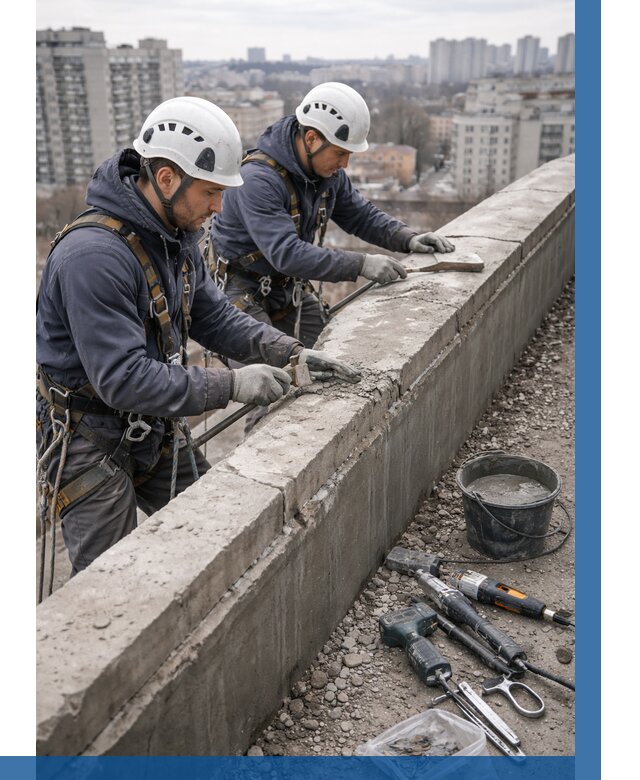 Ремонт парапета на кровле в Назрани от 1541 р. | ВЫСОТНИК-Нзр