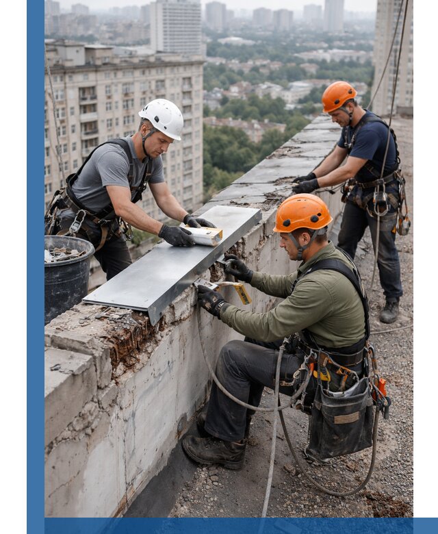 Ремонт парапета на кровле в Назрани, высотные работы с гарантией