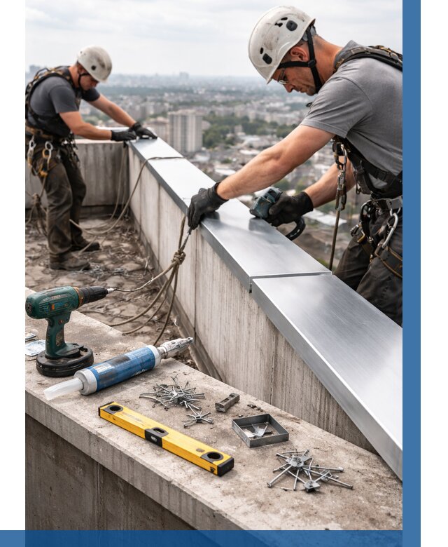 Монтаж парапетных крышек в Назрани от 822 р. | ВЫСОТНИК-Нзр