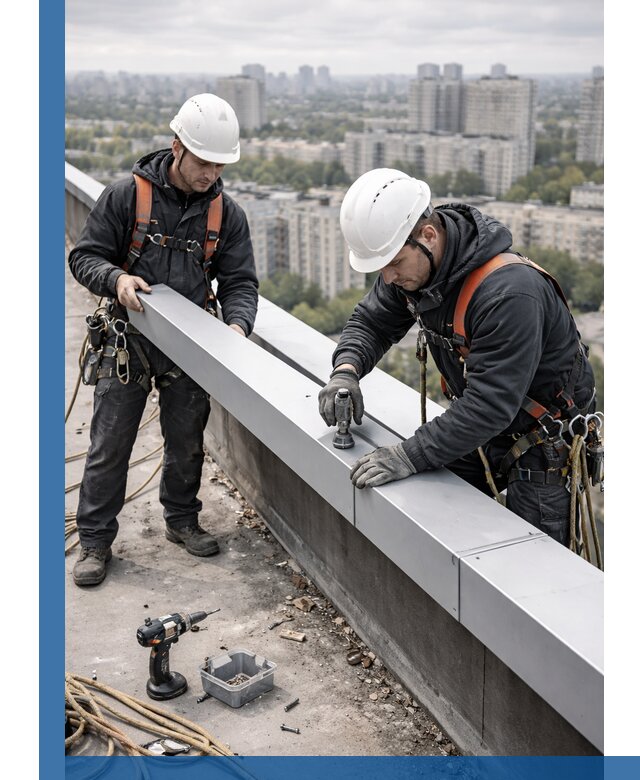 Монтаж парапетных крышек и ограждений кровли в Назрани