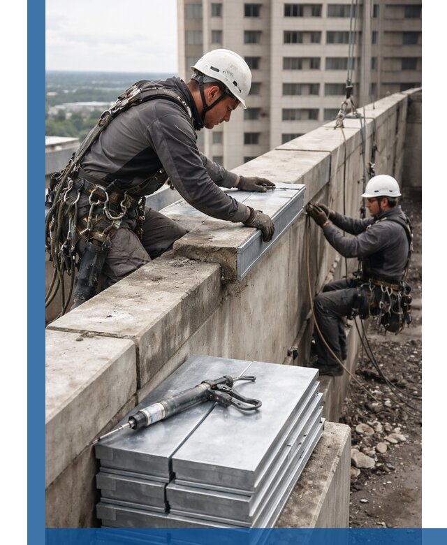 Замена парапетных крышек и установка новых в Назрани