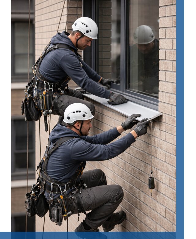 Монтаж оконных отливов под ключ в Назрани от 3595 р. | ВЫСОТНИК-Нзр