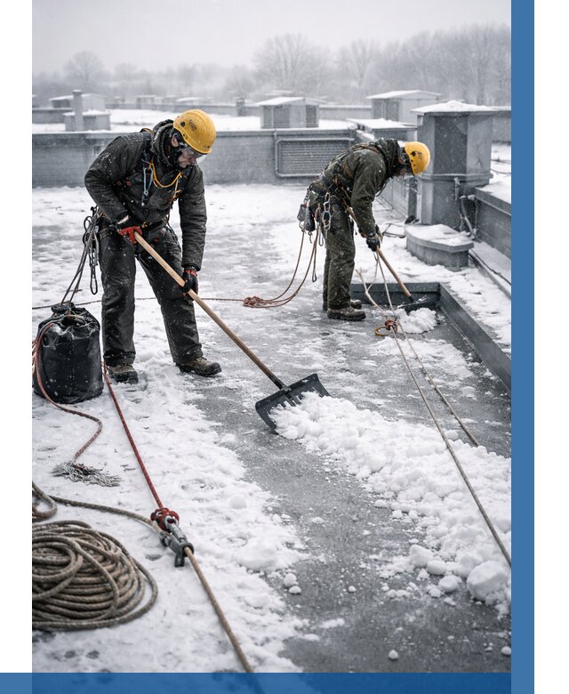 Очистка крыши от снега в Назрани от 7704 р. | ВЫСОТНИК-Нзр