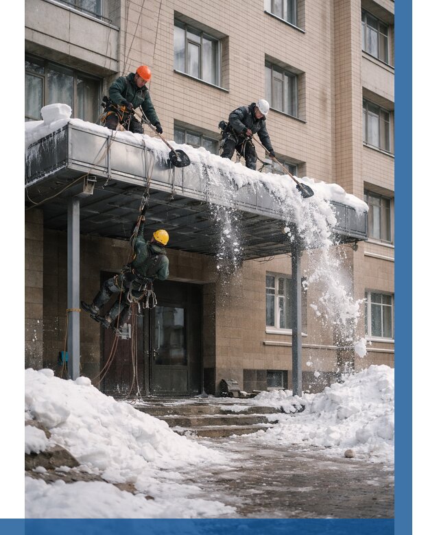 Очистка козырьков от снега в Назрани от 3595 р. | ВЫСОТНИК-Нзр