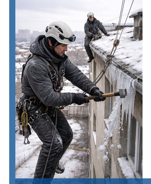 Сбивание и удаление сосулек с крыши в Назрани безопасно