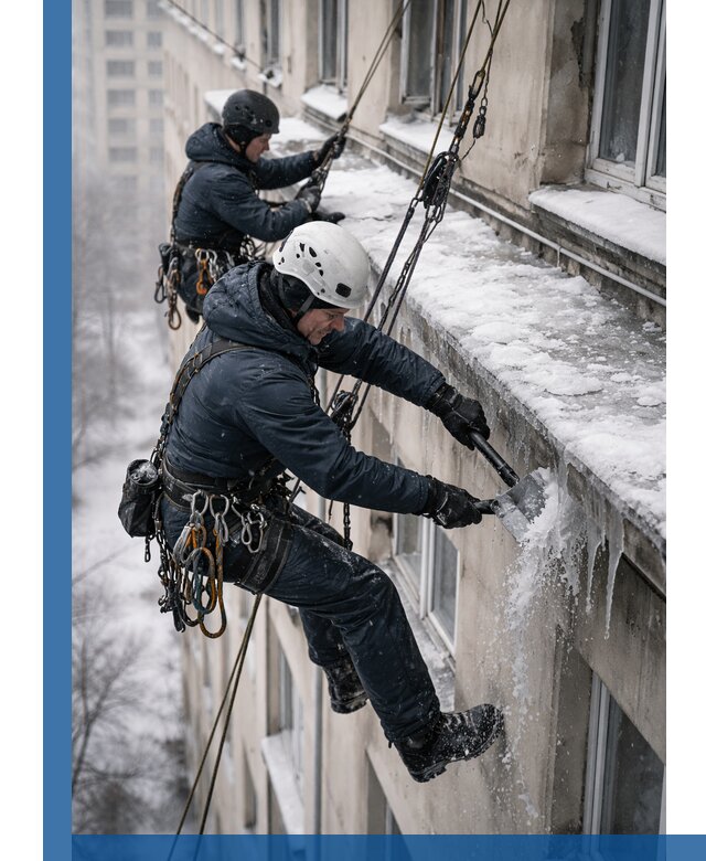 Удаление наледи и сосулек с карнизов в Назрани профессионально