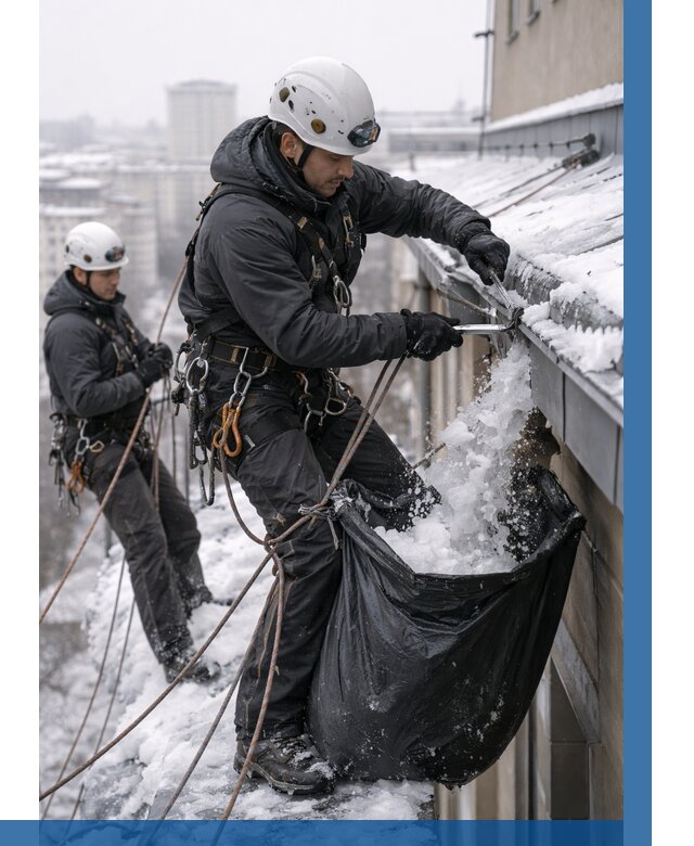 Аварийная очистка крыши в Назрани под ключ от 308 р. | ВЫСОТНИК-Нзр