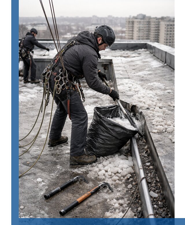 Аварийная очистка кровли в Назрани от промальпинистов