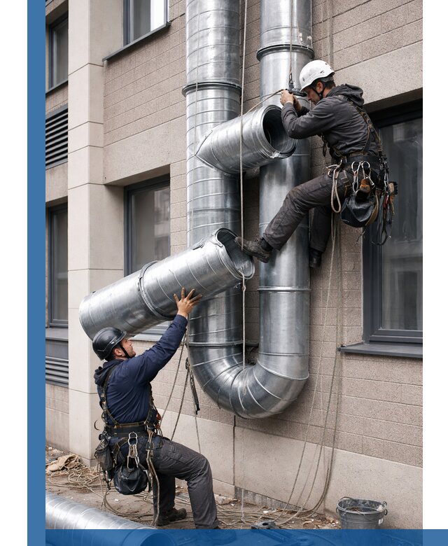 Монтаж фасадных воздуховодов в Назрани с герметизацией и крепежом