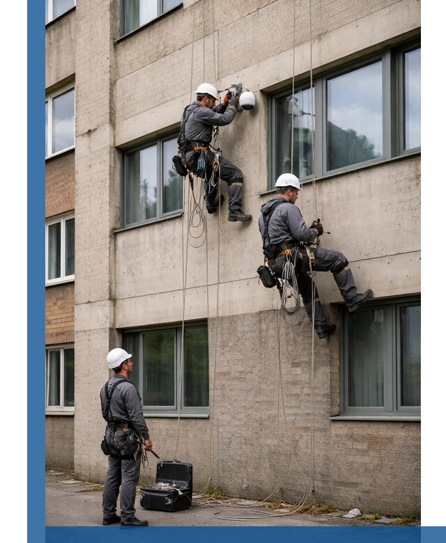 Монтаж фасадных камер видеонаблюдения в Назрани под ключ