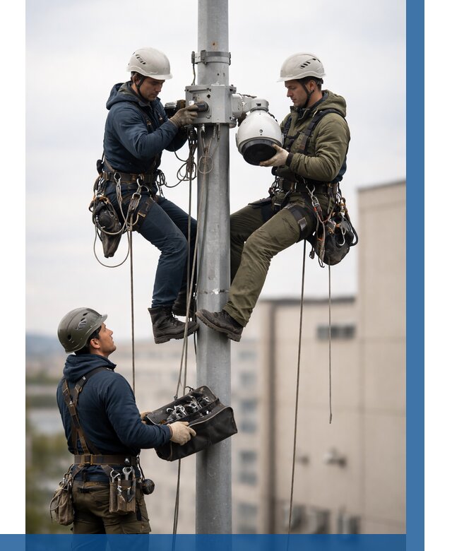 Установка видеокамер на мачте в Назрани от 8731 р. | ВЫСОТНИК-Нзр