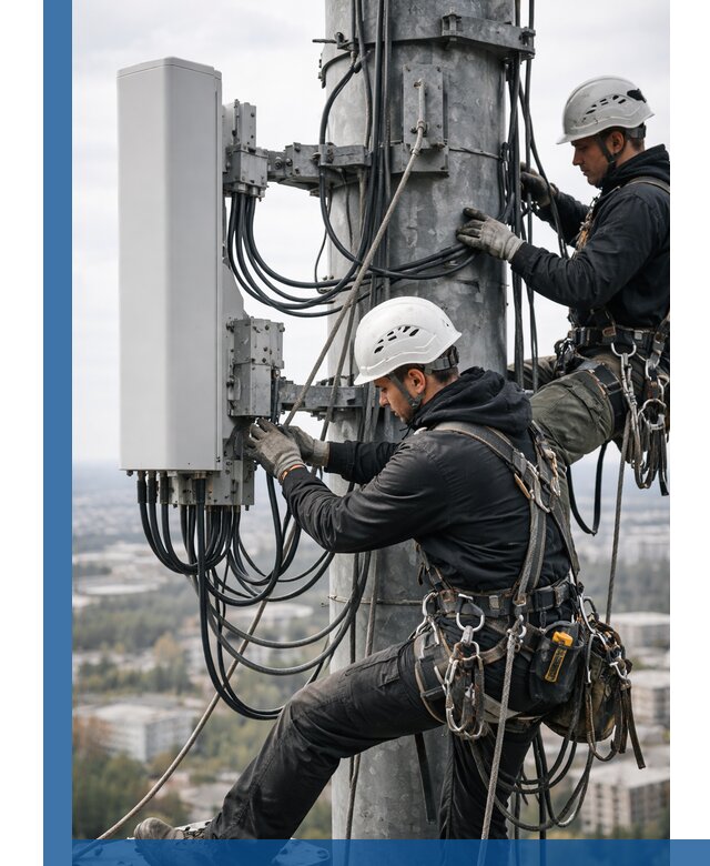 Монтаж оборудования связи на мачте в Назрани с пусконаладкой