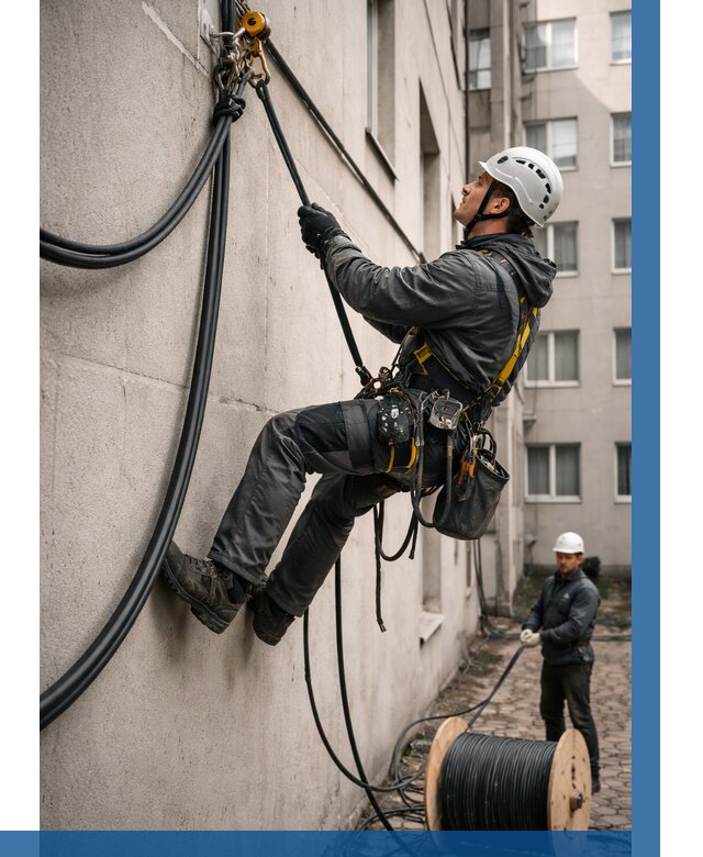 Протяжка кабеля питания на высоте в Назрани от 462 р. | ВЫСОТНИК-Нзр