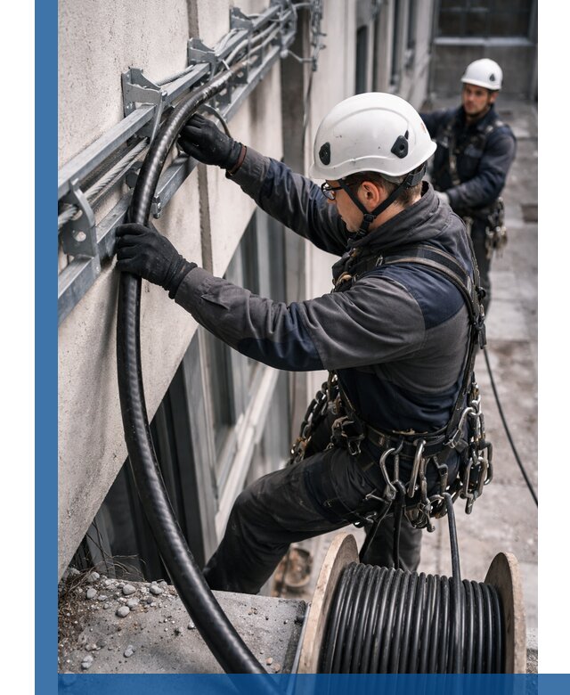 Протяжка кабеля питания на высоте в Назрани с гарантией безопасности и качества