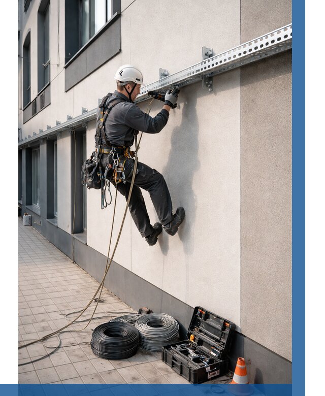 Монтаж кабельных лотков на фасаде в Назрани от 1233 р. | ВЫСОТНИК-Нзр