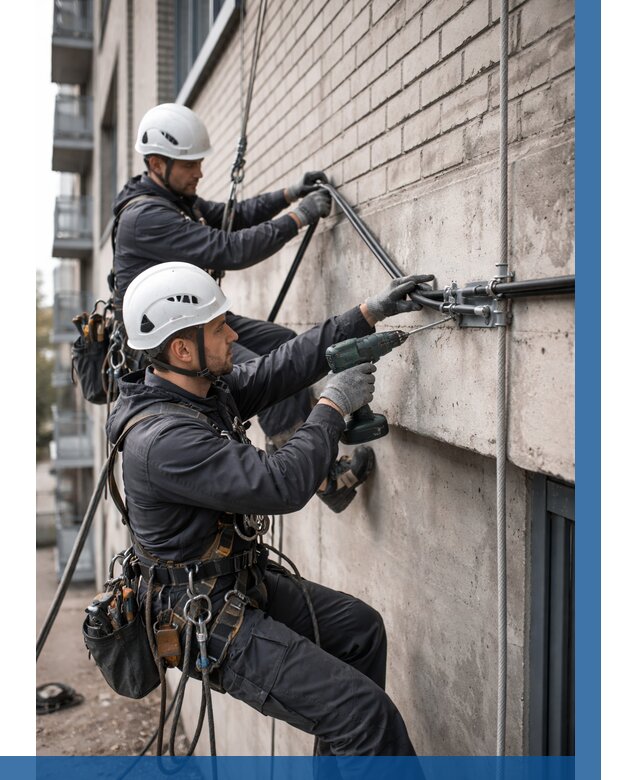 Крепление кабеля на фасаде в Назрани от 360 р. | ВЫСОТНИК-Нзр