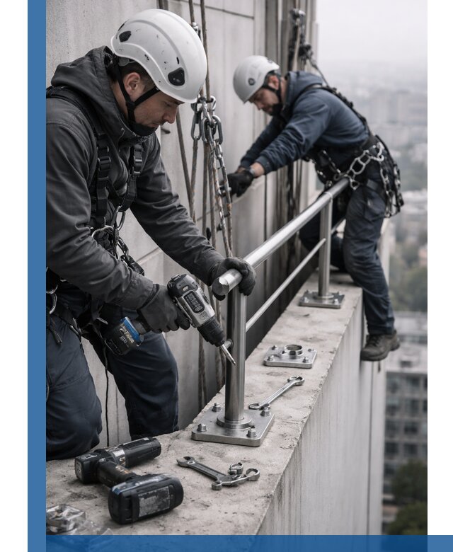 Монтаж перил на высоте в Назрани для жилых и промобъектов