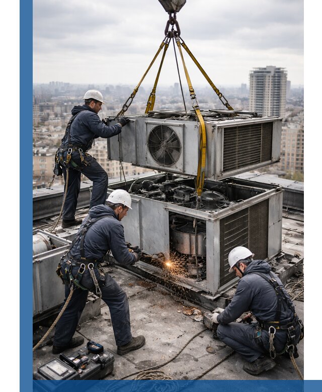 Демонтаж крышной установки в Назрани любой сложности