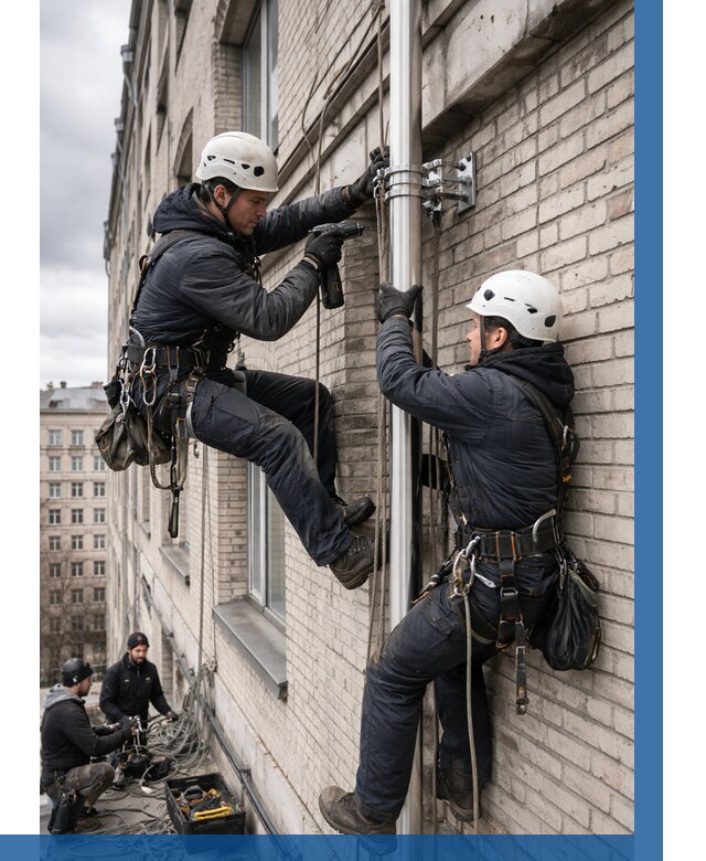 Монтаж флагштока на здании в Назрани от 6677 р. | ВЫСОТНИК-Нзр