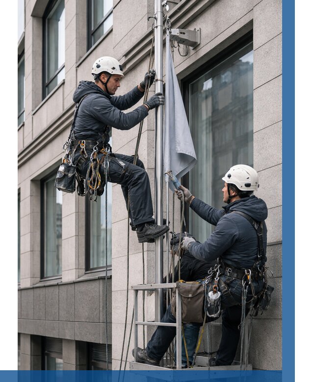 Установка флагов на фасаде в Назрани от 4622 р. | ВЫСОТНИК-Нзр