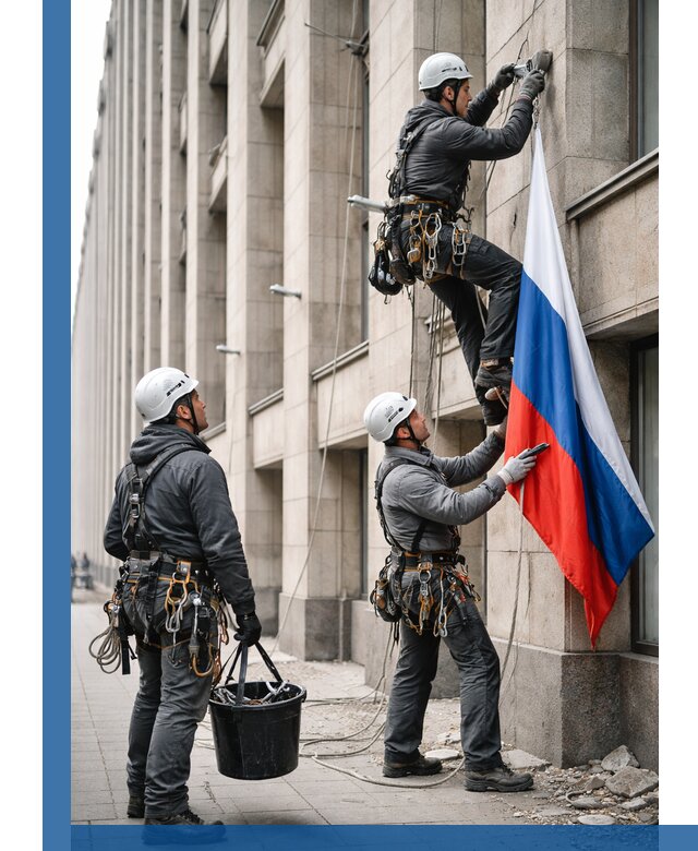 Профессиональная установка флагов на фасаде в Назрани