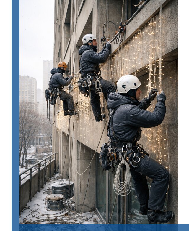 Монтаж новогодней иллюминации и украшение фасадов в Назрани