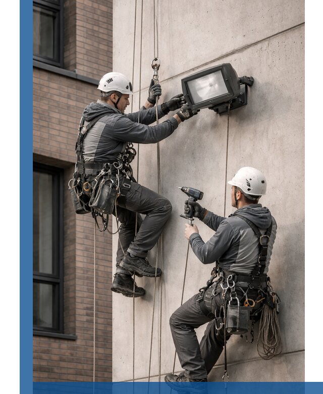 Профессиональный монтаж фасадных прожекторов в Назрани под ключ