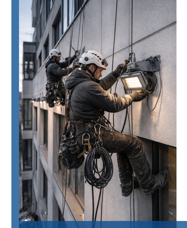 Монтаж фасадного освещения в Назрани установка и подключение